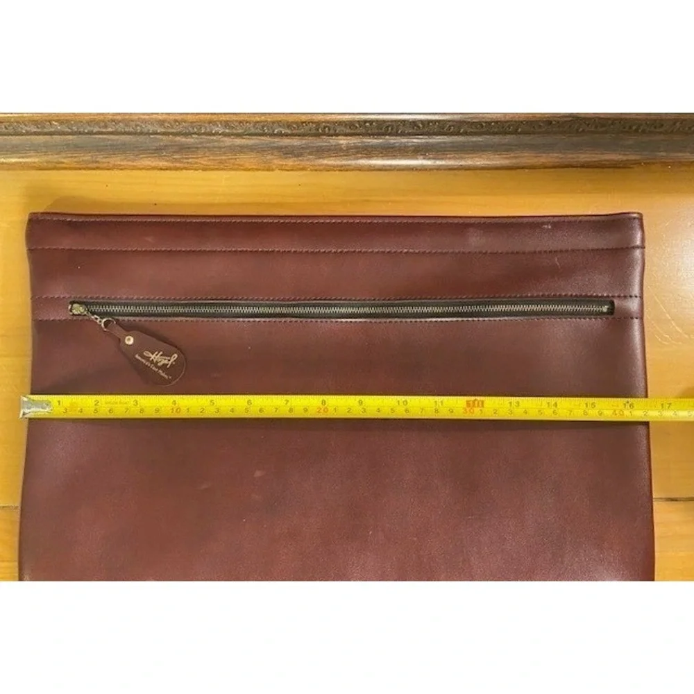 Hazel Portfolio Burgundy Vintage Faux Leather Document Case Hinged 16.5